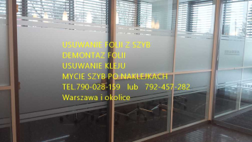 Usługa demontażu folii z witryn, usuwanie folii z szyb Warszawa Folkos