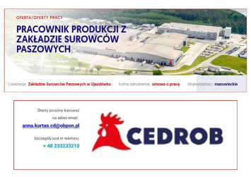 Pracownik produkcji z Zakładzie Surowców Paszowych