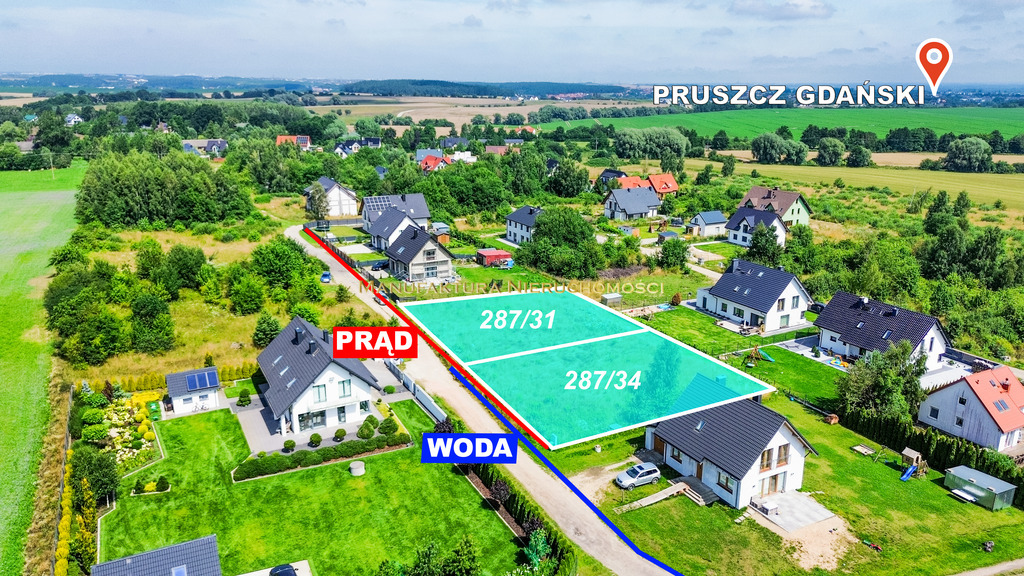 Uzbrojona działka budowlana gmina Pruszcz Gdański