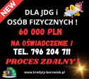 KREDYT DLA FIRM I OSÓB FIZYCZNYCH NA OŚWIADCZENIE DO 60 000 ZŁ